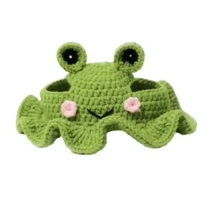 UAMLY Gorro de punto con forma de rana para mascotas S