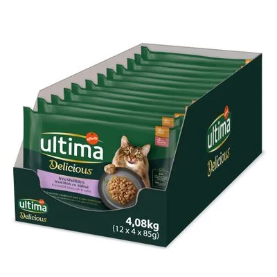Ultima 48 x 85 g comida húmeda para gatos en oferta: 38 + 10 ¡gratis! Sterilized - Pollo y salmón