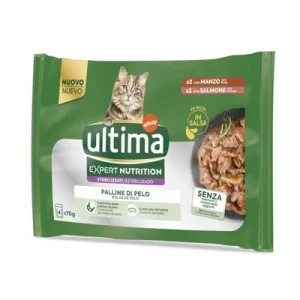 Ultima Cat Expert Nutrition Hairball vacuno y salmón 4 x 70 g