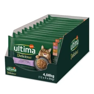 Ultima Delicious Adult Sterilized 48 x 85 g Selección de carne (Pollo, Vacuno, Cordero, Pavo)