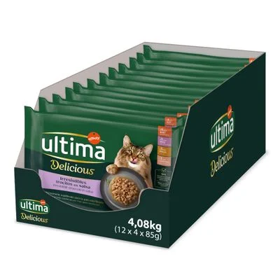 Ultima Delicious Adult Sterilized 48 x 85 g Selección de carne (Pollo, Vacuno, Cordero, Pavo)