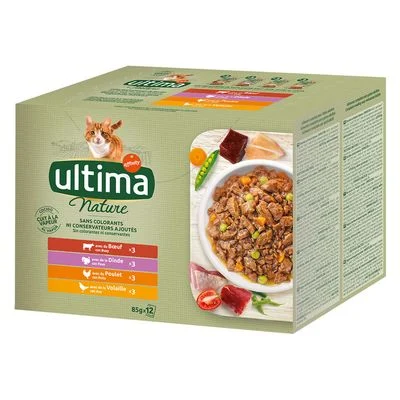 Ultima Nature comida húmeda para gatos 48 x 85 g - Selección de carnes (vacuno, pavo, pollo, aves de corral)