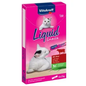 Vitakraft snack líquido con vacuno e inulina para gatos 6 x 15 g