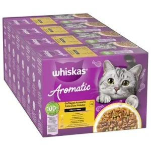 Whiskas 1+ Aromatic Selection 96 x 85 g - Pack Ahorro Aves en salsa