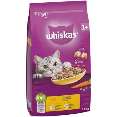Whiskas 1+ años para gatos - Pack Ahorro Adult con pollo (2 x 3,8 kg)
