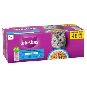 Whiskas en bolsitas 96 x 85 g - Megapack Ahorro 1 + años Selección de pescado en gelatina