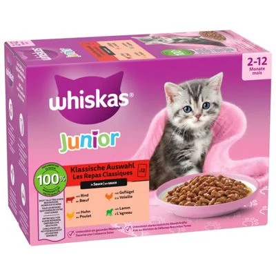 Whiskas Junior 12 x 85 g en bolsitas Selección clásica en salsa
