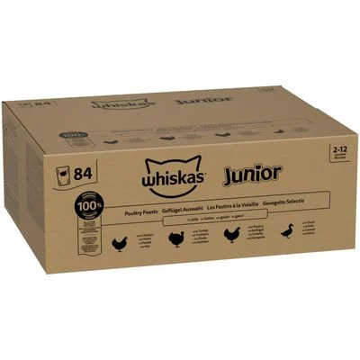 Whiskas Junior en bolsitas 84 x 85 g - Pack jumbo Selección de aves en gelatina