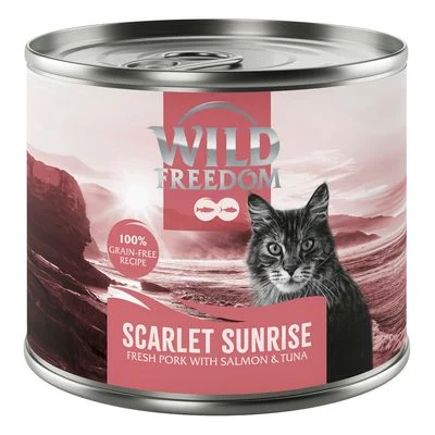 Wild Freedom Adult "Red" 6 x 200 g - receta sin cereales Scarlet Sunrise - Cerdo, salmón y atún