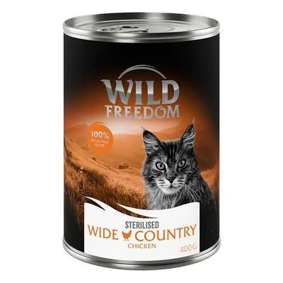 Wild Freedom Adult Sterilised 12 x 400 g - receta sin cereales Wide Country - Pollo puro