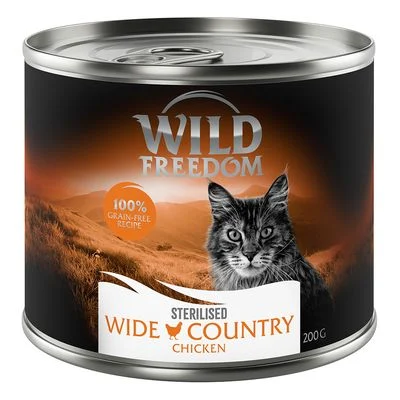Wild Freedom Adult Sterilised 24 x 200 g - receta sin cereales Wide Country - Pollo puro