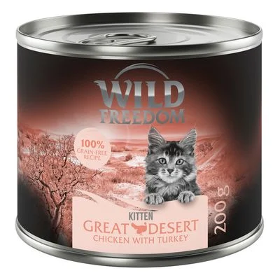 Wild Freedom Kitten 12 x 200 g en latas - Pack Ahorro NUEVO: Wild Desert - Pavo y pollo