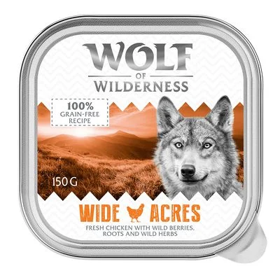 Wolf of Wilderness Adult 24 x 150 g en tarrinas - Pack Ahorro Wide Acres, con pollo