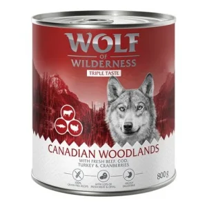 Wolf of Wilderness Adult «Triple Taste» 6 / 24 x 800 g 6 x 800 g: Triple Taste Canada - Vacuno, pavo, bacalao