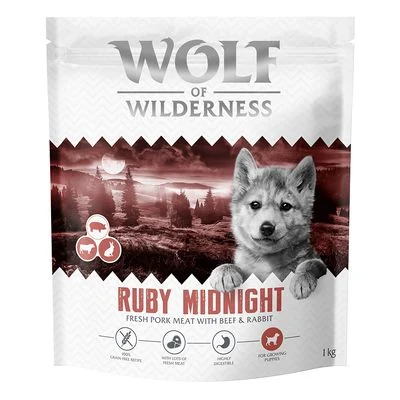 Wolf of Wilderness Junior «Ruby Midnight» con vacuno y conejo, sin cereales 1 kg