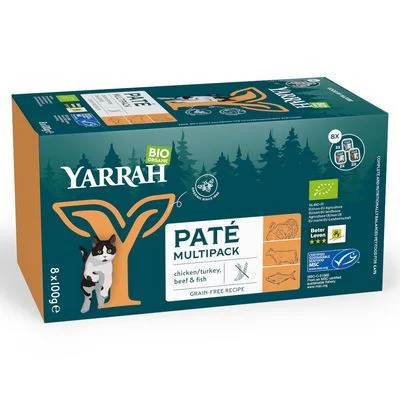 Yarrah Bio Paté 8 x 100 g en tarrinas para gatos - Pack de prueba mixto 3 variedades