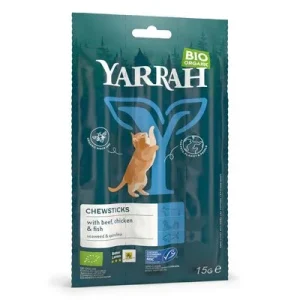 Yarrah Bio barritas con vacuno ecológico, pollo ecológico y pescado Palitos 3 x 15 g