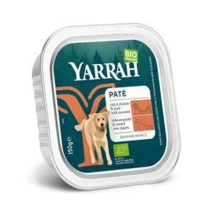 Yarrah Bio en tarrinas 36 x 150 g - Pack Ahorro Paté pollo con pato ecológicos y algas ecológicas