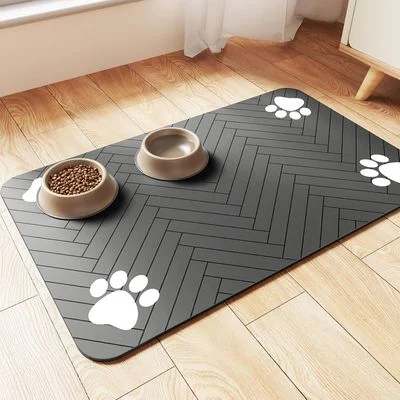 ZooVenture Alfombrilla comederos perros gatos - Absorbente antideslizante Negro - 30*50 cm