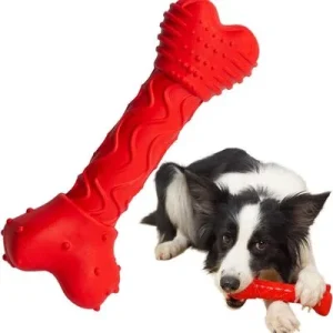 ZooVenture Juguete indestructible para perros: goma, hueso, carne Rojo